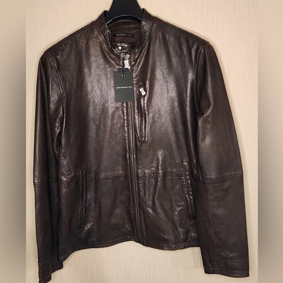 John Varvatos Soft and Luxurious Genuine Sheep Leather Racer Jacket Dk Brown-szL - Picture 4 of 15
